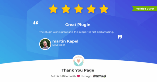 5-Star Review for Thank You Page for WooCommerce