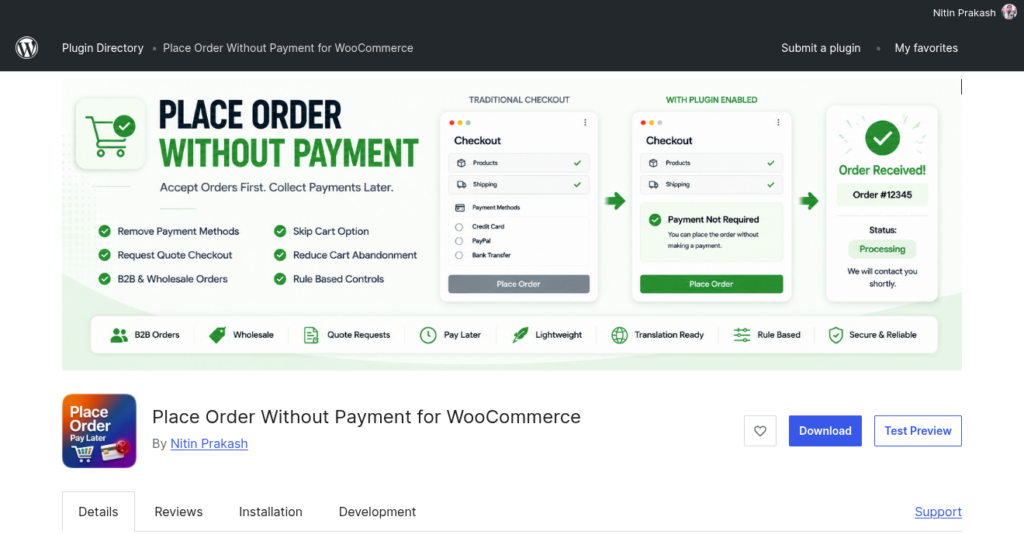 WooCommerce Place Order Without Payment WooCommerce Place Order Without Payment